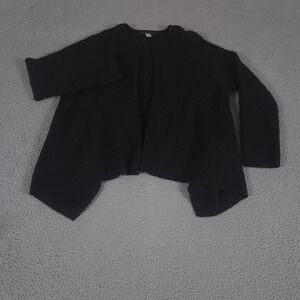 Peruvian Connection Sweater Womens S Black 100% Baby Alpaca Draped Cardigan Open